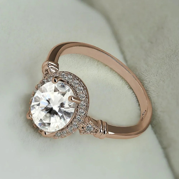 Dazzling Gemstone Beautiful Rose Gold Oval Ring for Women, VIP042 - Picture 1 of 9